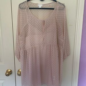 Beautiful soft pink sheer with under shell maternity top.